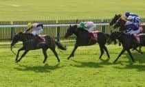 Bronze Angel, left, wins last years Cambidgeshire at Newmarket. Picture: Getty