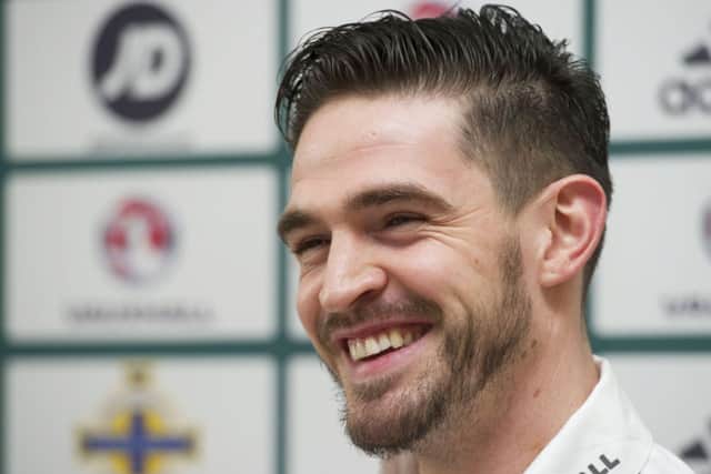 Northern Ireland's Kyle Lafferty speaks to the press. Picture: SNS
