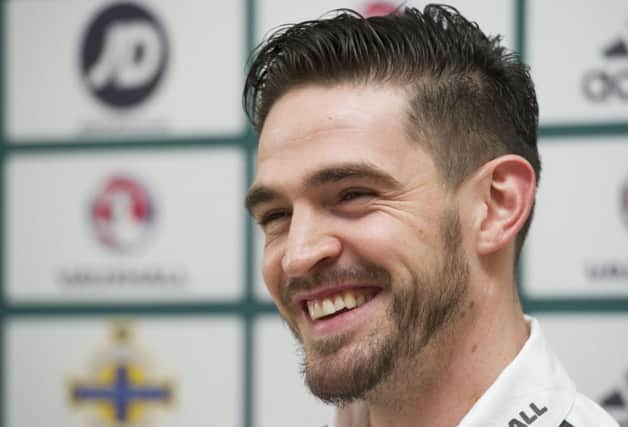 Northern Ireland's Kyle Lafferty speaks to the press. Picture: SNS