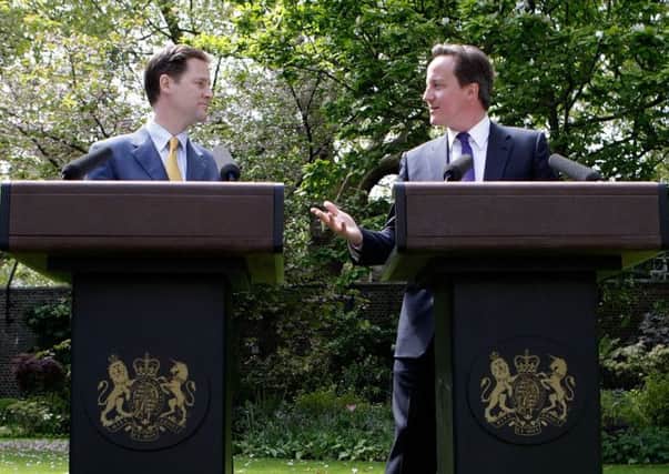 Cameron and Clegg have chosen not run as a coalition, despite the initial bromance. Picture: Getty