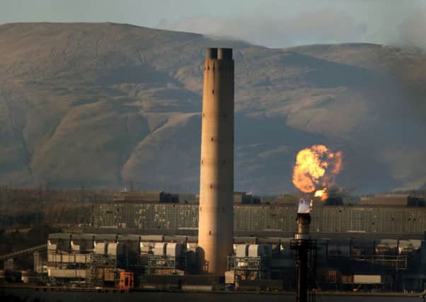 Longannet power station, with a Grangemouth refinery flame seen in the foreground. Picture: PA