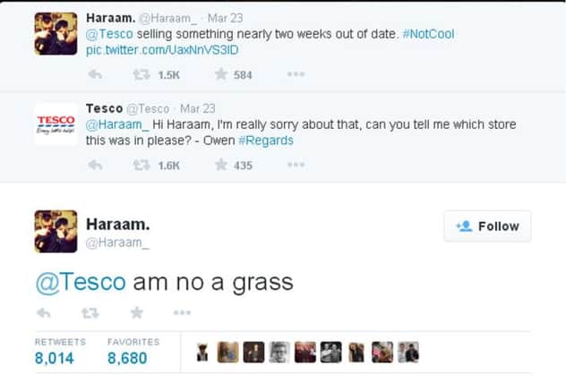 The conversation in all its glory. Picture: Twitter/@Haraam_