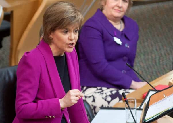 First Minister Nicola Sturgeon speaks at FMQs at the Scottish Parliament. Picture: Hemedia