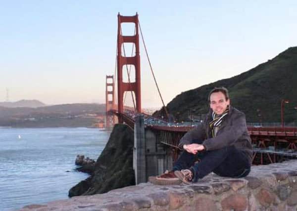 Andreas Lubitz, the co-pilot of the doomed Germanwings flight, posing in front of the Golden Gate Bridge in California. Picture: Getty/AFP