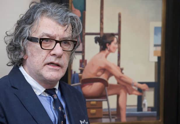 Jack Vettriano with his sexually charged painting For My Lover. Picture: Hemedia