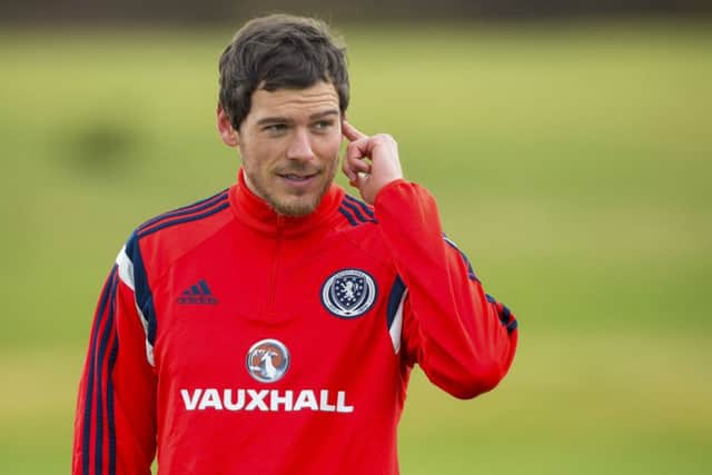 Gordon Greer trains ahead of his side's forthcoming fixture against Gibraltar. Picture: SNS