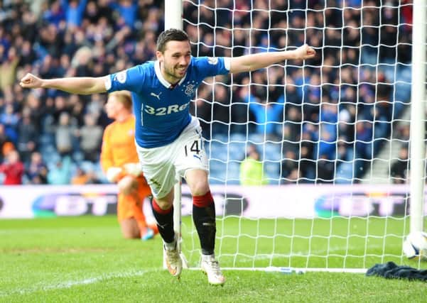 Rangers' Nicky Clark wheels away after putting his side 1-0 up. Picture: SNS