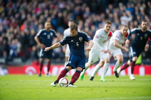 Shaun Maloney powers home a penalty on a day when the player struck twice from the spot. Picture: John Devlin