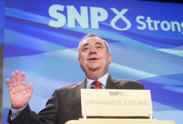 Former leader Alex Salmond addressing the SNP conference at the SECC in Glasgow. Picture: PA