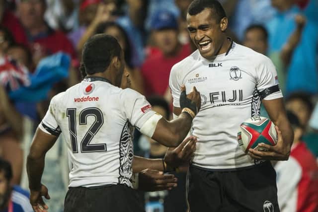 Fiji celebrate after beating New Zealand in the final. Picture: Getty