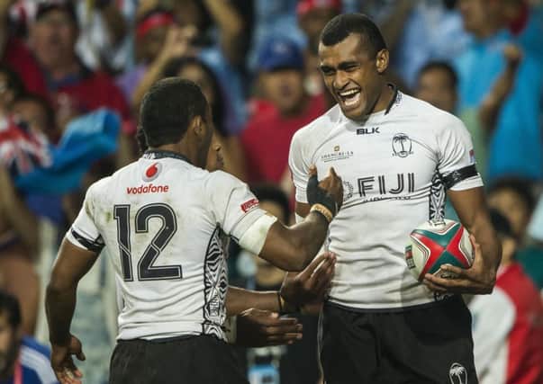 Fiji celebrate after beating New Zealand in the final. Picture: Getty