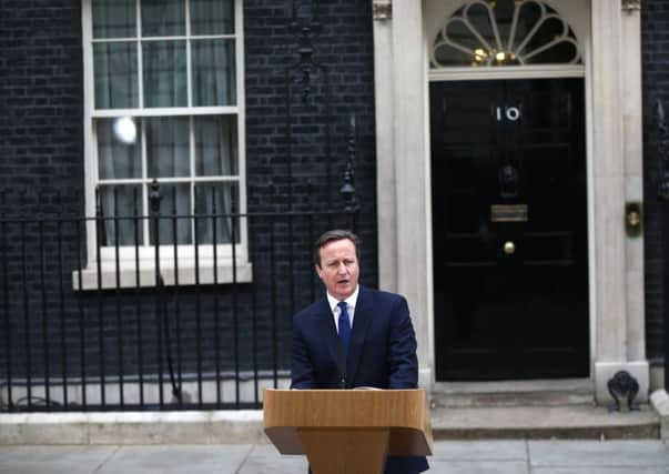 Prime Minister David Cameron speaks in front of 10 Downing Street after meeting with the Queen to dissolve Parliament. Picture: Getty