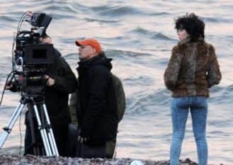 Scarlett Johansson filming in Auchmithie near Dundee for Sci-Fi/horror flick Under the Skin. Picture: Hemedia