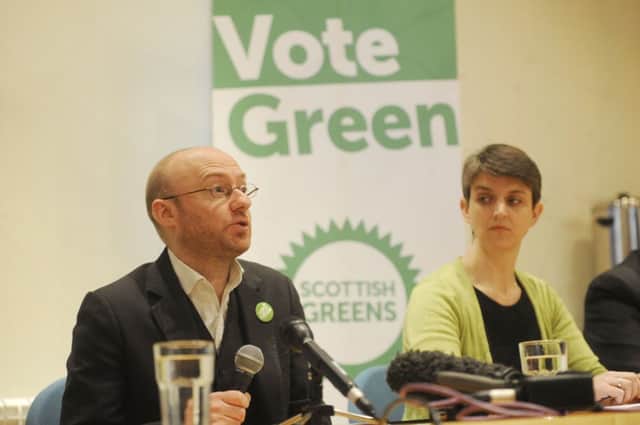 The Scottish Greens manifesto launch with leader Patrick Harvie, left, and Maggie Chapman, at Serenity Cafe on Jacksons Entry, Edinburgh. Picture: Greg Macvean