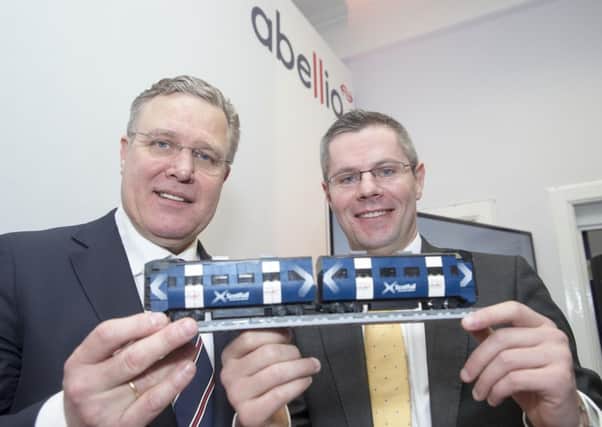 Jeff Hoogesteger, CEO of Abellio, and Derek Mackay MSP launch the new ScotRail franchise. Picture: Jeff Holmes