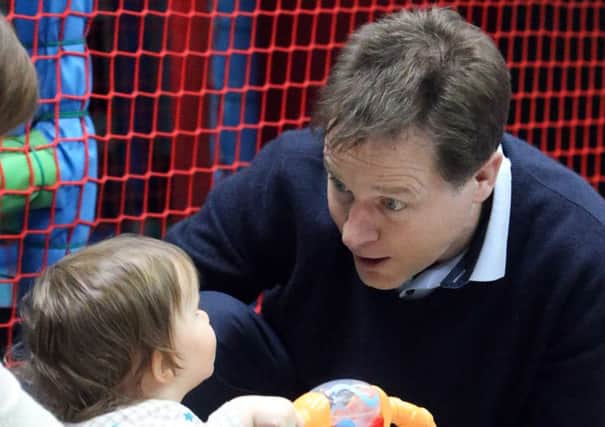 Nick Clegg visited a childrens play area in Bishopbriggs. Picture: PA