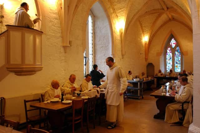 The monks eat lunch in the abbey refectory. Picture: Phil Wilkinson