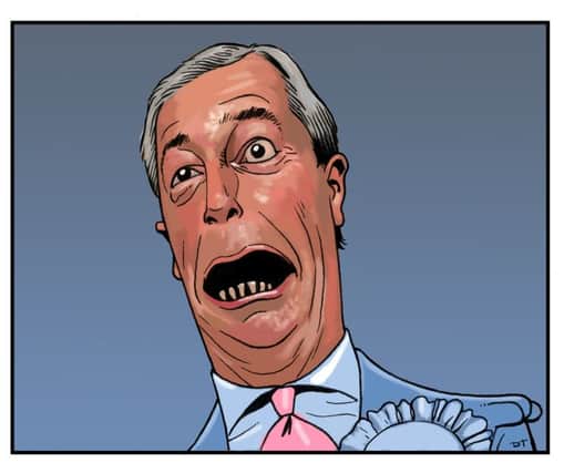 Nigel Farage, aka Bilious Barrage, as depicted in the latest issue of Judge Dredd. Picture: PA