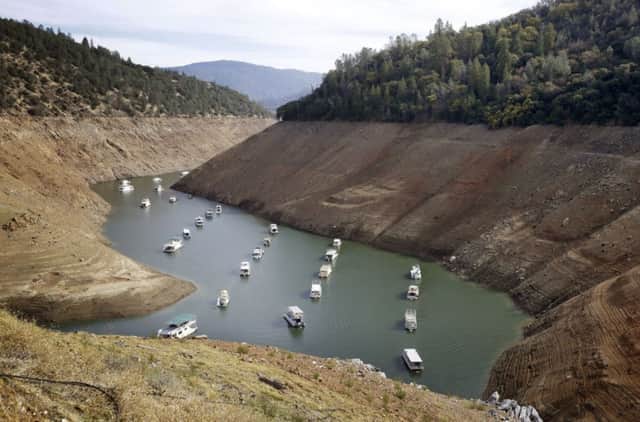 Houseboats in the drought-lowered waters of Oroville Lake near Oroville, California. Picture: AP