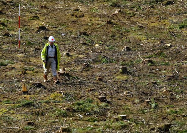 A member of the police forensic team sifts through an area near Dalmagarry Quarry in 2004. Picture: PA