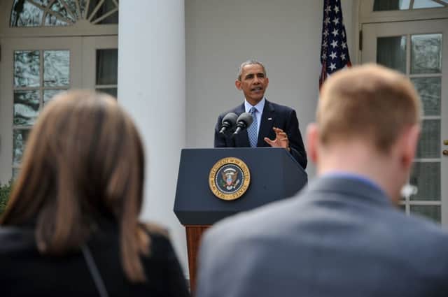 US President Obama makes a statement at the White House after a deal was reached. Picture: Getty