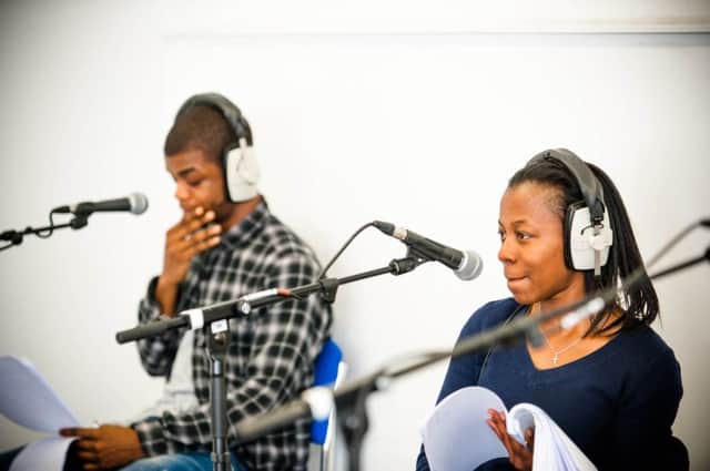 Listen up: Ryan Gerald and Mercy Ojelade in rehearsals for Last Dream (On Earth). Picture: Contributed