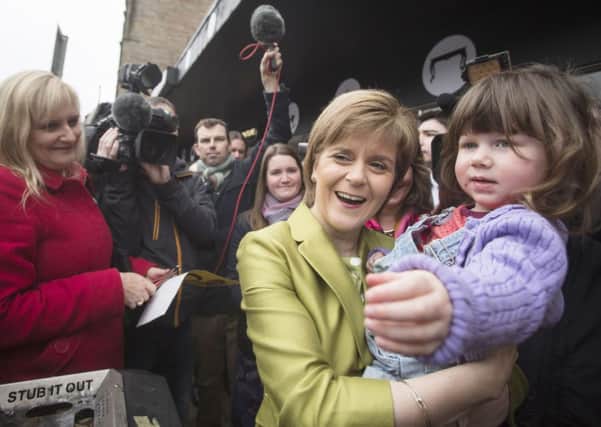 First Minister Nicola Sturgeon meets crowds on the campaign trail in Edinburgh. Picture: PA