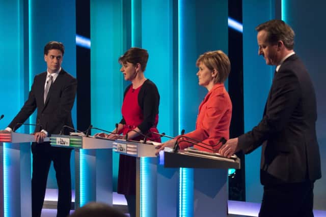 Labour leader Ed Milliband (left) and David Cameron at the ITV Leader's Debate. Picture: PA