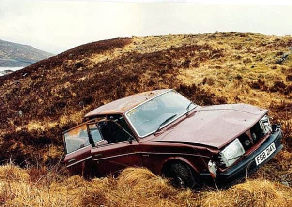 Willie MacRae's volvo at the scene. Picture: Contributed