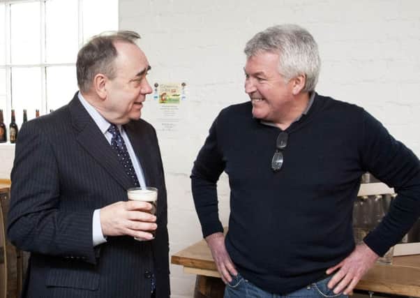 Alex Salmond with Paul Miller, who is extending Eden Mills trade tours to workers across the hospitality industry. Picture: TSPL