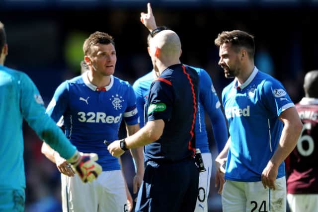 Lee McCulloch is sent off by referee Bobby Madden. Picture: Jane Barlow