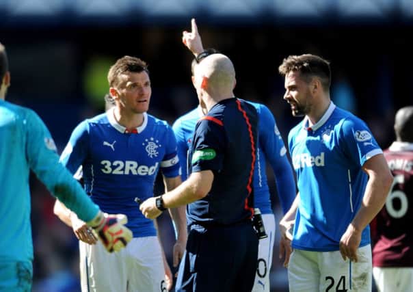 Lee McCulloch is sent off by referee Bobby Madden. Picture: Jane Barlow