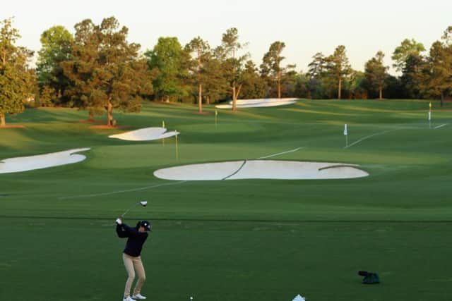 Olivia Zambruno hits the opening drive of the Drive, Chip and Putt Championship at Augusta. Picture: Getty