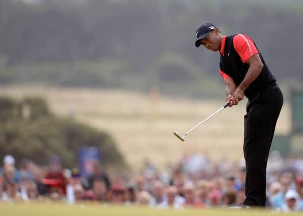 Tiger Woods on the fourth hole at Muirfield, Gullane in 2013. Picture: Ian Rutherford