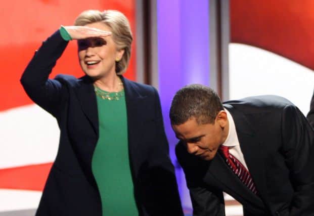 Hillary Clinton and Barack Obama campaigning against each other in 2008. Picture: Getty