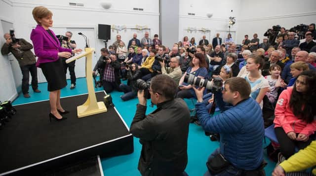 First Minister Nicola Sturgeon speaks to an audience at Forestbank Community Centre in Livingston. Picture: Hemedia
