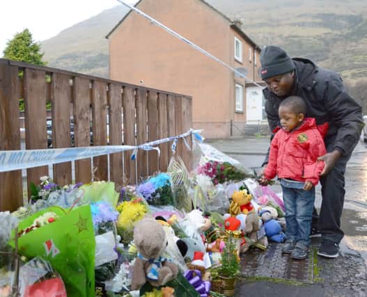 Floral tributes to Scott Chiriseri were laid outside the family home. Picture: The Central Scotland News Agency