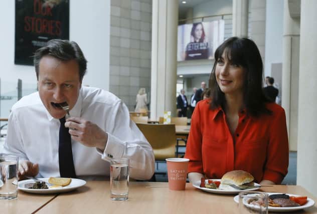 David Cameron and wife Samantha. Prime Minister visited Edinburgh yesterday. Picture: AP