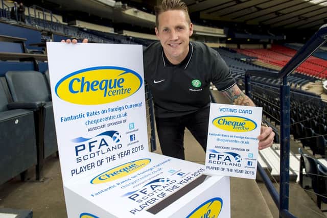 Celtic's Kris Commons is all smiles as he launches the voting for this year's PFA Scotland player of the year, an accolade which he won last year. Picture: SNS