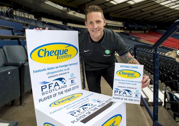 Celtic's Kris Commons is all smiles as he launches the voting for this year's PFA Scotland player of the year, an accolade which he won last year. Picture: SNS