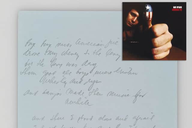 Don McLean's lyrics for American Pie went under the hammer this week. Picture: Contributed
