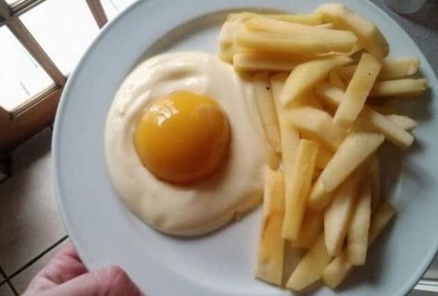 Fried egg and chips. Or is it? Picture: dwimback/reddit
