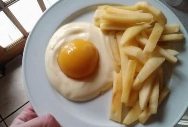 Fried egg and chips. Or is it? Picture: dwimback/reddit