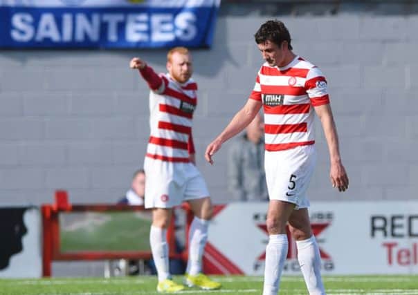 Hamilton Player/Manager Martin Canning is dismissed from the field of play. Picture: SNS