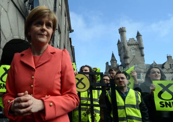 Nicola Sturgeon in Aberdeen today, at Castlegate. Picture: Hemedia