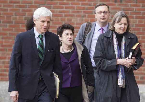 Members of the legal defense team for Boston Marathon bombing suspect Dzhokhar Tsarnaev arrive at the Courthouse. Picture: Getty