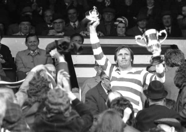 Billy McNeill with the Scottish Cup trophy after Celtic beat Dundee United 3-0 in the 1974 final. Picture: TSPL
