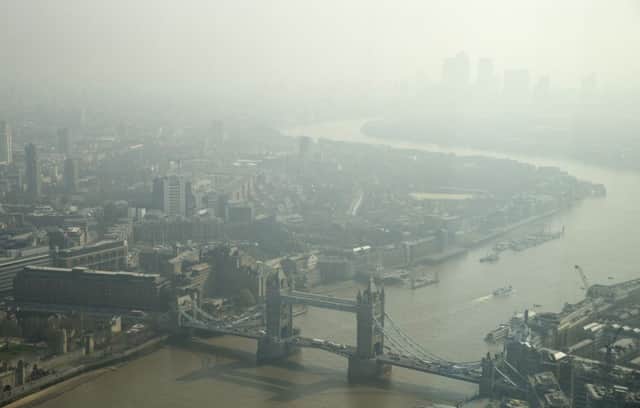 London has been covered by a haze of smog. Picture: AP