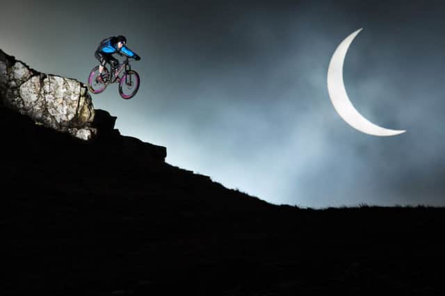 Danny MacAskill performs stunts during last months solar eclipse at the Quirrang on Skye. Picture: Rutger Pauw