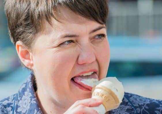 At ease with an icecream cone while campaigning in Biggar. Picture: Ian Georgeson